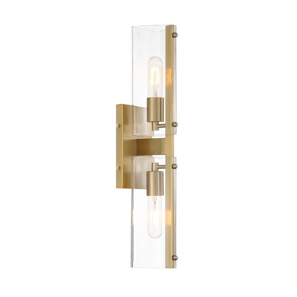 Designers Fountain Latitude 22.25in 2-Light Brushed Gold Modern Industrial Indoor Wall Sconce with Clear Glass Shades D279M-2WS-BG - main
